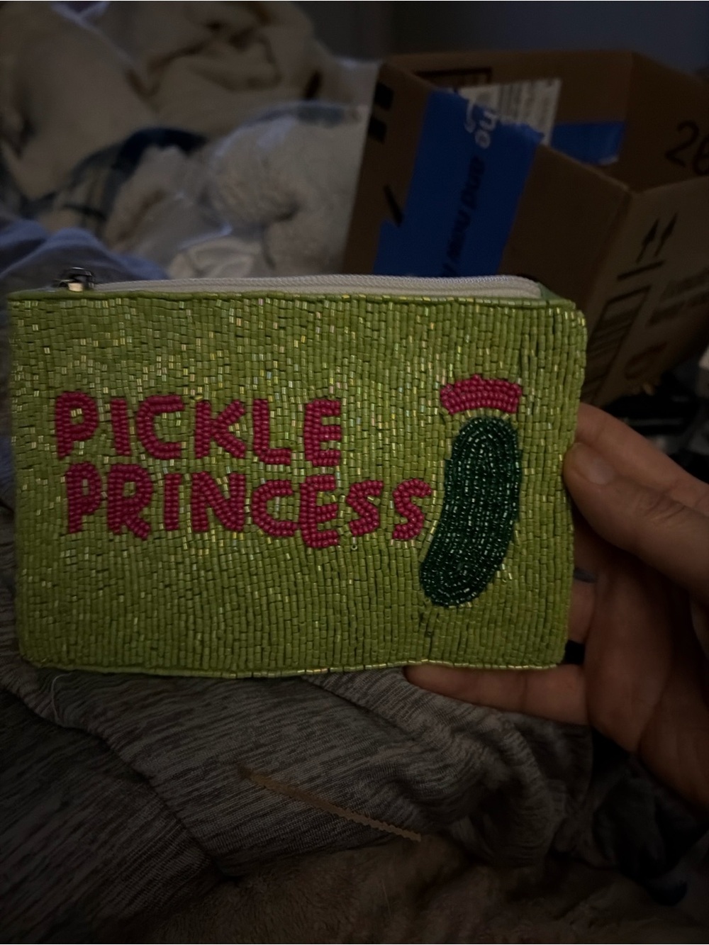 Pickle Princess Beaded Coin Purse - Lime Green